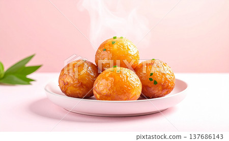 Takoyaki Style Snack Balls with Dipping Sauce Takoyaki Style Snack Balls with Dipping Sauce 137686143