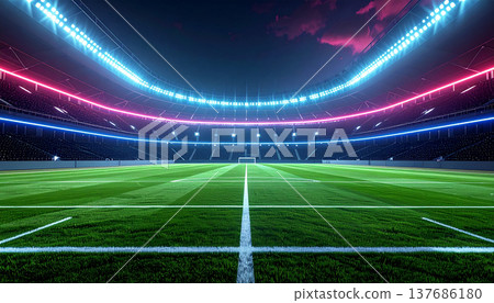 Professional Football Stadium with Bright Arena Lights Professional Football Stadium with Bright Arena Lights 137686180