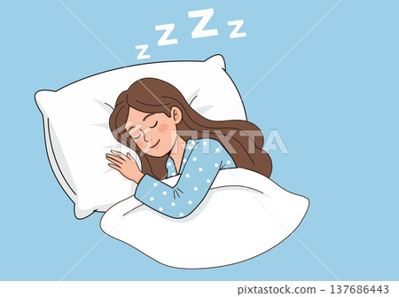 Young Woman Sleeping Peacefully and Dreaming in Bed 137686443