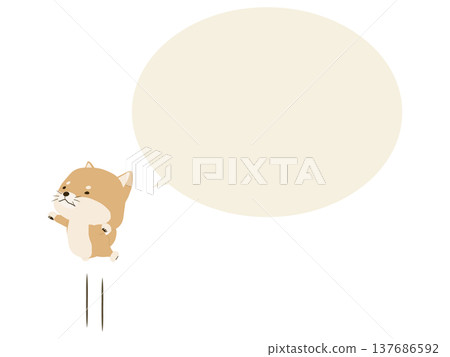一隻跳躍的柴犬。 （附對話框） 137686592
