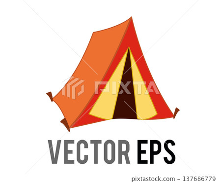 Brightly colored camping tent flat icon with a simple, modern design 137686779