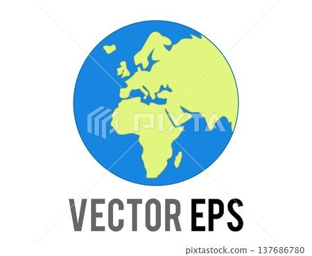 Stylized illustration of the planet Earth flat icon showing continents of Europe, Africa, and Asia 137686780