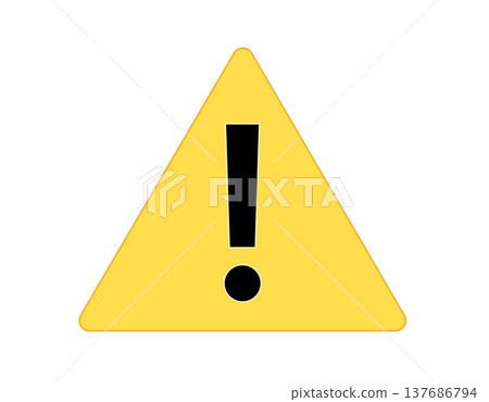 Yellow warning triangle flat icon with black exclamation mark and circle symbol Yellow warning triangle flat icon with black exclamation mark and circle symbol 137686794