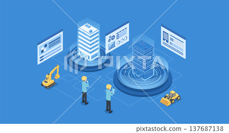一張利用建築物三維模型來展現建築業的圖片。 137687138