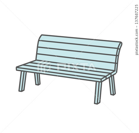 Illustration of a simple wooden bench (long chair) 137687225