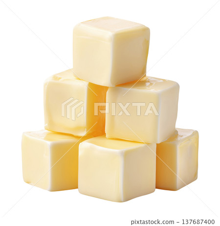 Butter cubes stacked pile 137687400