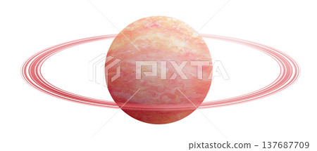 A pink planet with rings 137687709