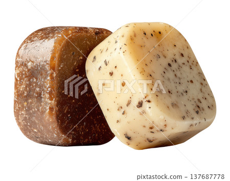 Two artisan soap bars speckled 137687778