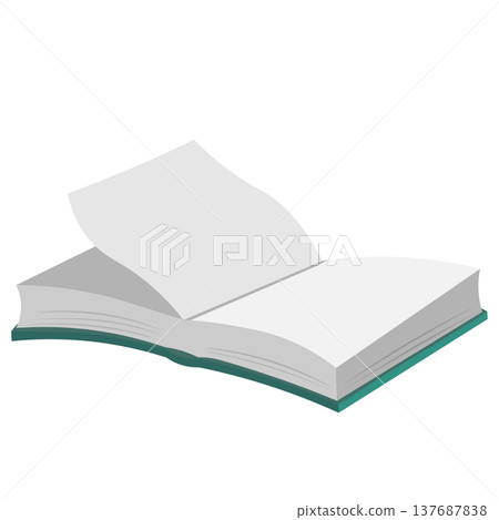 一本厚厚的書攤開著的插圖。 一本厚厚的書攤開著的插圖。 137687838