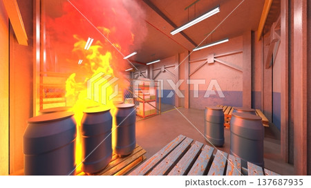 warehouse fire warehouse fire 137687935