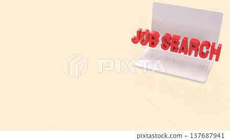 Job Search Text Emerging From Laptop Screen Online Career Recruitment Concept 3d render. 137687941