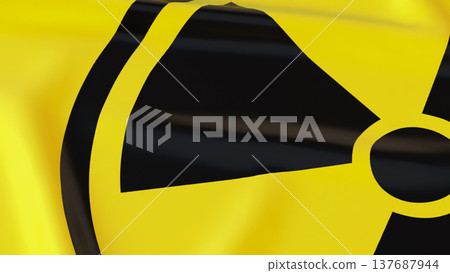Radiation Hazard Warning Symbol On Yellow Safety Background 3d render. 137687944
