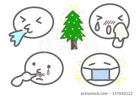 花粉症狀、雪松花粉、感冒、簡單、人 137688122