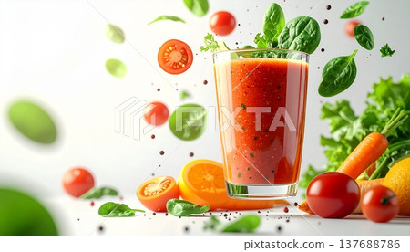 用新鮮蔬菜製成的蔬菜冰沙和健康飲品 137688786