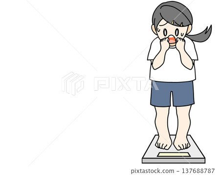 圖：一位擔心自己體重的女性（左側留白） 137688787