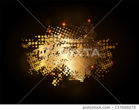 Gold grunge halftone spot. Golden dotted brushstroke bg Gold grunge halftone spot. Golden dotted brushstroke bg 137688878