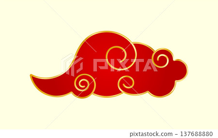 Red Gold traditional Chinese cloud. Luxury gradient element Red Gold traditional Chinese cloud. Luxury gradient element 137688880