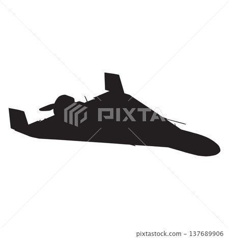 Silhouette of military combat drone Shahed 137689906