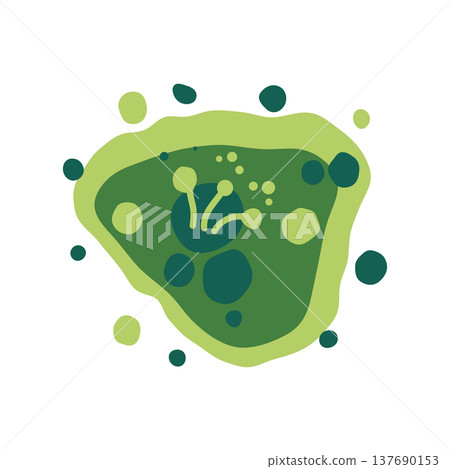 Microscopic mold colony in a damp indoor environment shows green and black fungus growth. Vector illustration. Microscopic mold colony in a damp indoor environment shows green and black fungus growth. Vector illustration. 137690153