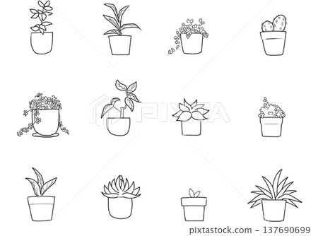Potted plant (black and white) 137690699