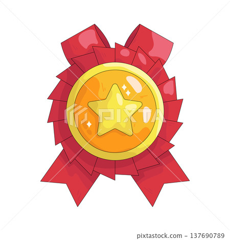 Illustration of gold badge Illustration of gold badge 137690789