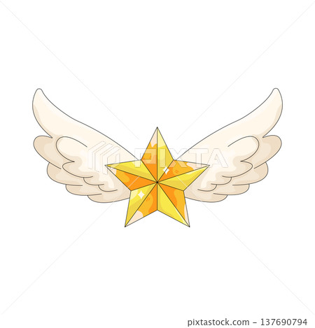 Illustration of winged gold star Illustration of winged gold star 137690794