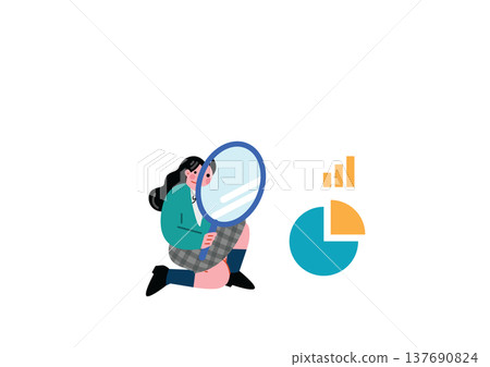 一群女性正在分析圖表的插圖 137690824