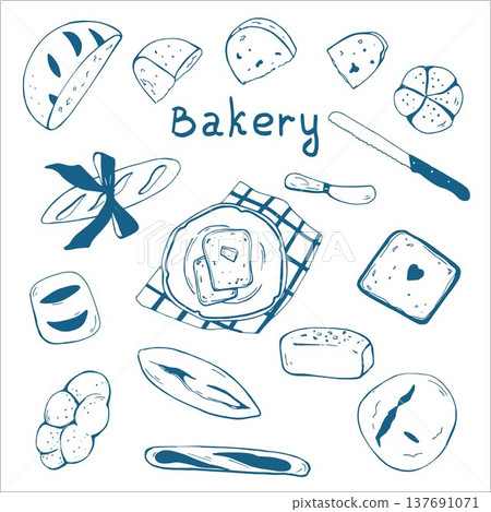 Whimsy hand drawn Bakery Bread set  137691071