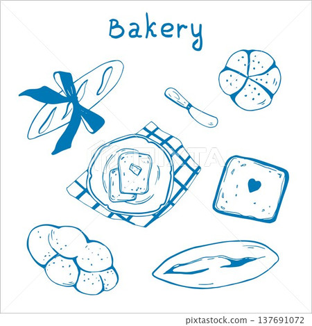 Whimsy hand drawn Bakery Bread set  137691072