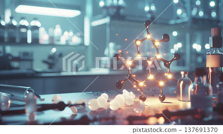 Biology Molecule Illumination, A glowing biological molecule illuminated Biology Molecule Illumination, A glowing biological molecule illuminated 137691370