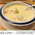 A generous portion of clam chowder 137691587