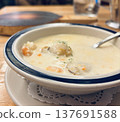 A generous portion of clam chowder 137691588