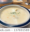 A generous portion of clam chowder 137691589