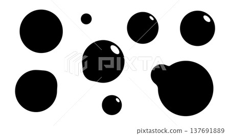 Black Solid Abstract Circular Orb Silhouettes Set of Six on White Background Black Solid Abstract Circular Orb Silhouettes Set of Six on White Background 137691889