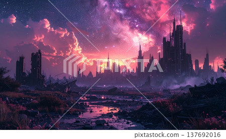 ruined futuristic city 137692016