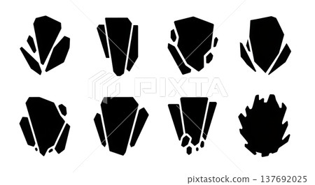 Black Solid Abstract Smoke Vapor Silhouettes Set of Six on White Background Black Solid Abstract Smoke Vapor Silhouettes Set of Six on White Background 137692025