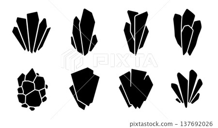 Black Solid Abstract Smoke Vapor Silhouettes Set of Six on White Background 137692026