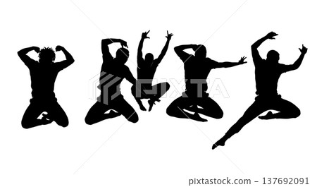 Black Solid African Modern Silhouettes Set of Six on White Background 137692091