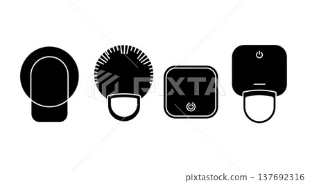 Black Solid Air Sensor Silhouettes Set of Six on White Background 137692316