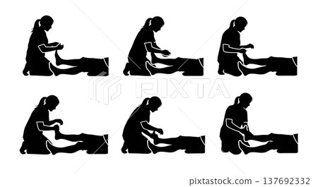 Black Solid Anesthesiologist Silhouettes Set of Six on White Background Black Solid Anesthesiologist Silhouettes Set of Six on White Background 137692332