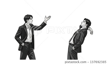 Black Solid Arguing People Silhouettes Set of Six on White Background 137692385