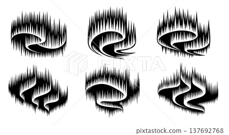 Assortment of Six Aurora Borealis Northern Lights Silhouettes Assortment of Six Aurora Borealis Northern Lights Silhouettes 137692768