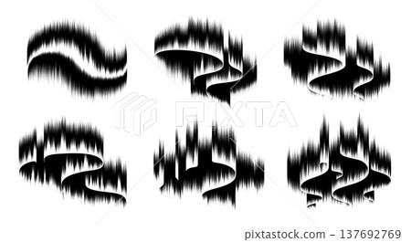 Assortment of Six Aurora Borealis Northern Lights Silhouettes 137692769