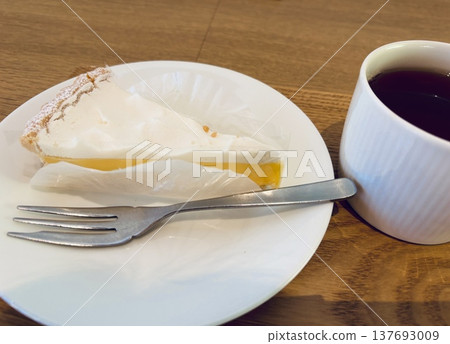 Lemon cheese tart and tea Lemon cheese tart and tea 137693009