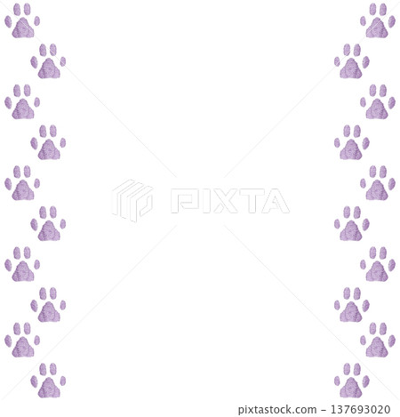 [Pastel Purple Paw Print Frame] Hand-Embroidered Illustration Material 137693020