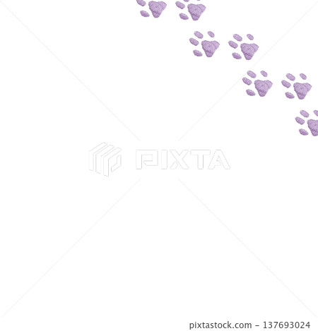 [Pastel Purple Paw Print Frame] Hand-Embroidered Illustration Material 137693024
