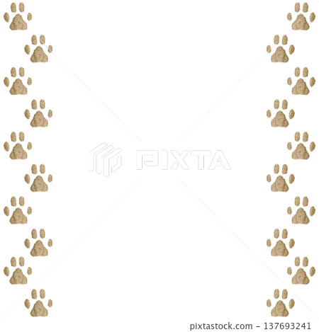 [Beige paw print frame] Hand-embroidered illustration material 137693241