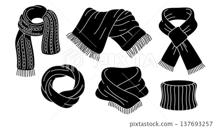 Black Solid Cozy Autumn Scarf and Shawl Silhouette Fashion Icons Black Solid Cozy Autumn Scarf and Shawl Silhouette Fashion Icons 137693257