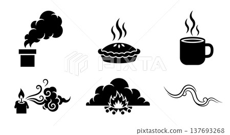 Black Solid Abstract Smoke and Steam Silhouette Shapes for Autumn Black Solid Abstract Smoke and Steam Silhouette Shapes for Autumn 137693268