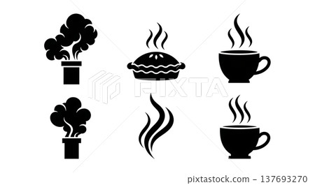 Black Solid Abstract Smoke and Steam Silhouette Shapes for Autumn 137693270